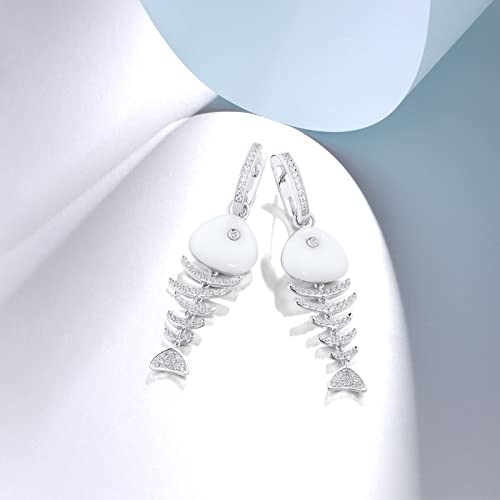 Santuzza 925 Sterling Silver Ocean Series Cubic Zirconia Dangle Earrings for Women3