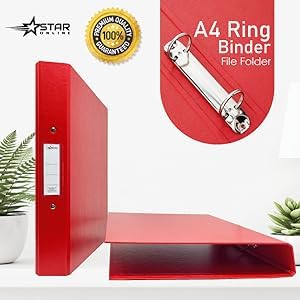 Image of 2D Ring Binder File,Plastic File Folder A /4 Size Tough & Durable Ring Binder (A /4 2D RING BINDER RED - 2)