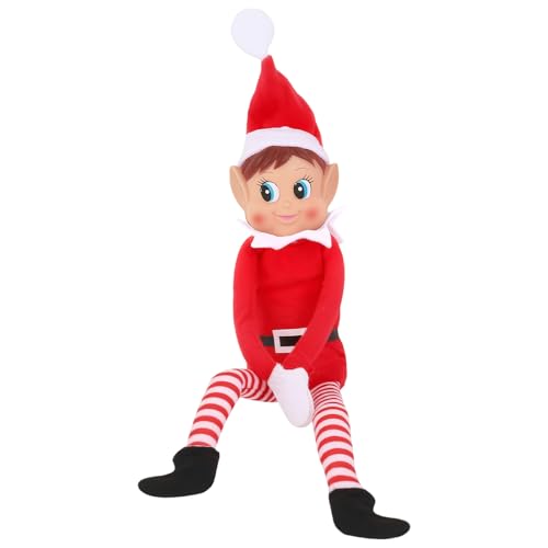 ZYEKIU Elfo Travieso Figuras de Cuerpo, Elfo Navidad Muñeco Adornos Decorativos, Duende Navidad Travieso Adecuado para Fiestas de Decoración Navideña y para Regalar a Los Niños (Elvie Niña)