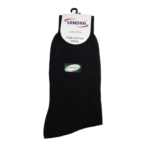 Image of SANDHA socks for men full length Men's Cotton Heel & Toe for Durability. Ideal for Regular, Business & Office Use - Pack of 3, Free Size