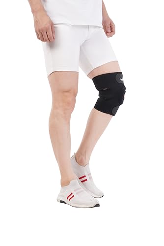 Image of CUREWRAP Adjustable NEOPRENE KNEE SUPPORT for Men & Women UNIVERSAL SIZE (14.8 inch-22 inch) | Breathable Knee Brace for Gym running badminton Sports | 10 INCH Long brace for extra support | Knee Cap Support Brace Guard Compression Sleeve for Pain Relief, Joint Stability, Injury Recovery & Arthritis