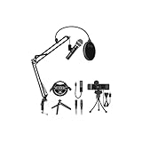 Audio-Technica ATR2100X-USB Cardioid Dynamic Microphone (ATR Series) for Windows and Mac Bundle with Blucoil 1080p USB Webcam, Boom Arm Plus Pop Filter, USB-A Mini Hub, and 3' USB Extension Cable
