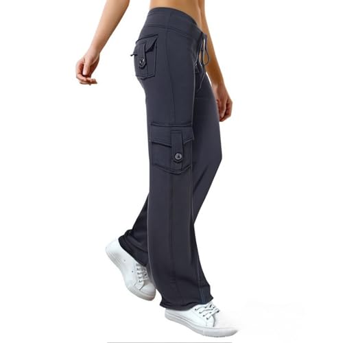 Cargo Yoga Pants Women Soft Wide Leg Cargos Y2k High Waisted Sweatpants Plus Size Lounge Sports Trousers with 4 Pockets3