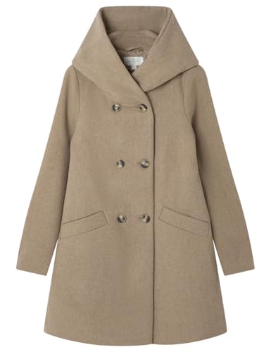 Cape en tissu Femme avec capuche manteau court mi-saison et poches boutons