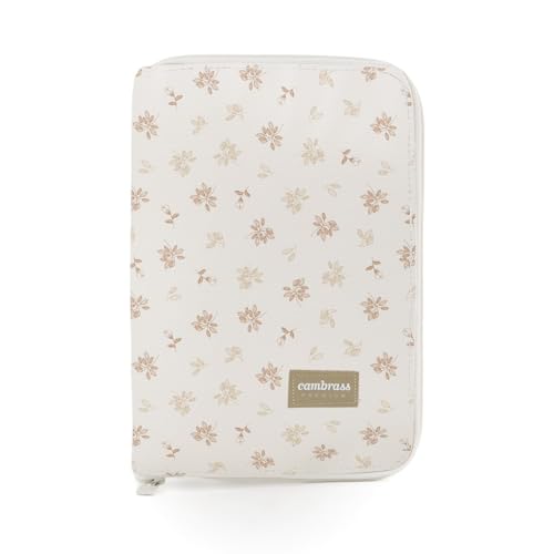 Cambrass-Portadocumentos bebé – carpeta para guardar documentos del bebé – Funda para cartilla sanitaria – libro de nacimiento con bolsillos- Branch Beige 3x19x27 Cm