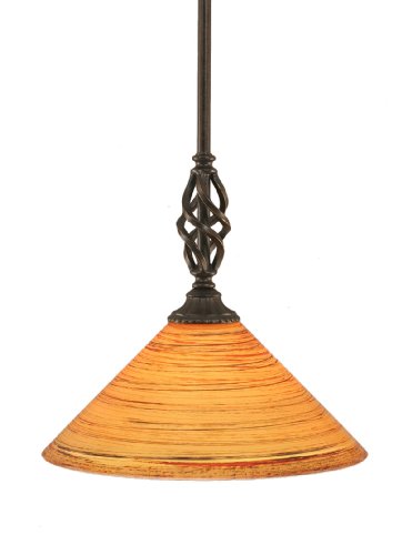 Toltec Lighting 80-DG-444 Elegante Mini-Pendant Dark Granite Finish with Firre Saturn Glass Shade, 12-Inch