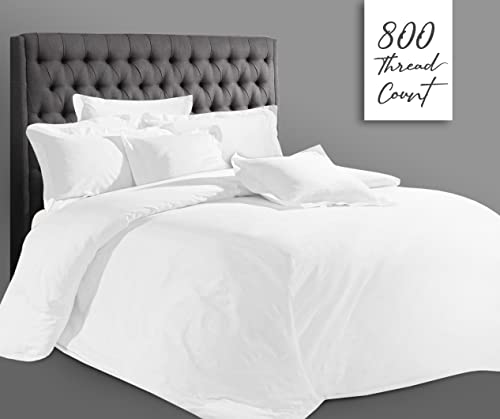 Sapphire Collection Egyptian Cotton 800 ''TC Hotel White Bedding Set Duvet Cover Solid (Double)