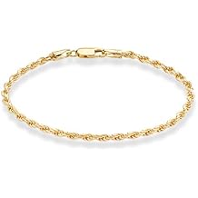 Miabella Italian 18K Gold Plated 925 Sterling Silver Italian 2mm, 3mm Braided Rope Chain Bracelet for Men Women, Made in Italy