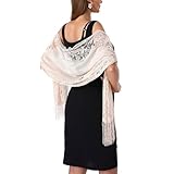 vimate Lace Floral Shawlsfor Women-Spring Lightweight Beige Fringe Shawls And Wraps for Weddings Bridesmaid Evening Dresses (Style 1-Beige)