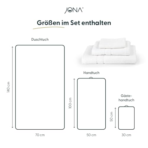 JONA SLEEP®️ Basic Handtuch Set 3 Stück | Handtuch, Duschtuch, Gästetuch | 450 g/m² Walkfrottier - schnelltrocknend, saugstark & antibakteriell - 150 Wäschen Garantie – Bild 3