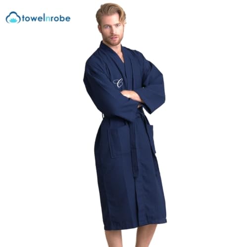 TOWELNROBE Handsome Waffle Spa Bathrobe for Men. Luxurious Square Pattern Premium Cotton4