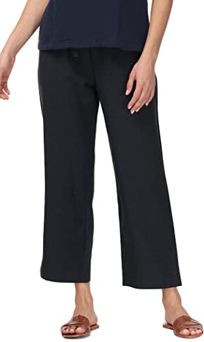 Soojun Women's Linen Blend Drawstring Wide Leg Cropped Pant2