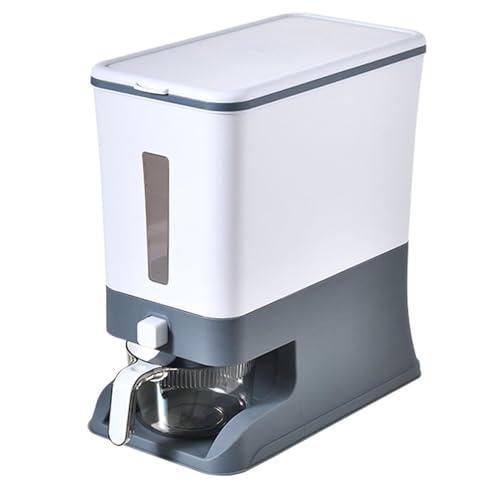 Livhome 10kg White Airtight Cereal Dispenser, Sealed Grain Storage Container, Dry Food Dispenser for Rice, Beans, Snacks, and Pet Food, Moisture-Proof Wardrobe Storage Organizer