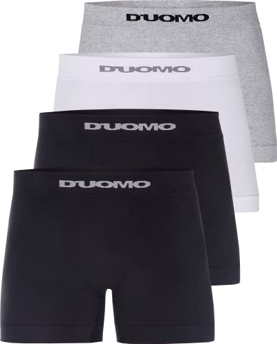 Kit 4 Cuecas Boxer Algodão, Duomo, Masculino, Branco/Cinza/Preto, M