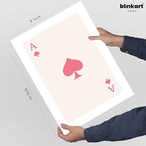 Image of BLINKART Playing Card Aesthetic Modern Art Walls With Frame | Natural Wood Texture | Living Room Bedroom Office Wall Decoration | Poster Home Decor Frames Wall Bedroom | 12x8 Inches (D232)