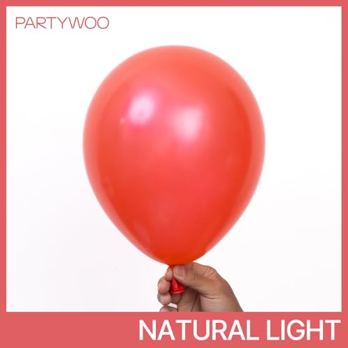 Image of PartyWoo Pearl Red Balloons 50pcs Latex Helium Balloons 12 Inch | Graduation Wedding Anniversary Birthday Valentine's Day Bachelorette Strawberry Party Decorations Red-Z06