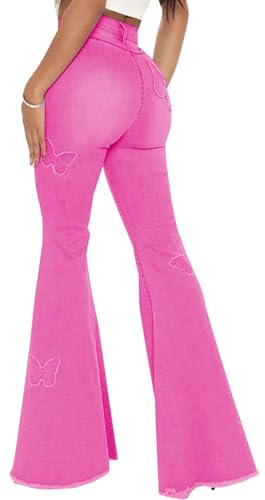 Women Bell Bottom Jeans High Waisted Flare Jean Ripped Hole Classic Denim Bell Bottom Pants2