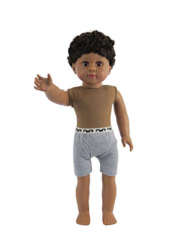 American Fashion World 18-Inch Isaac African American Vinyl Posable Boy Doll with Dark Brown Hair | Undressed Doll | Premium Quality & Design