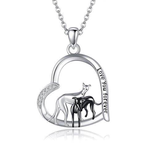 JERWLI Greyhounds Necklace 925 Sterling Silver Greyhounds Pendant Jewelry Gifts for Women