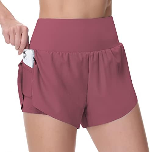 THE GYM PEOPLE Women’s Quick Dry Running Shorts Mesh Liner High Waisted Tennis Workout Shorts Zipper Pockets