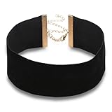 Telooco Women's Black Velvet Gothic Punk Choker, 4cm Wide, Adjustable, 90s Ribbon Choker For Halloween Party, Dance, Cosplay