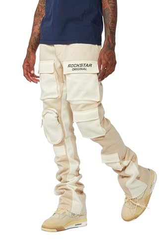 Men's Noriko Beige/Ivory Stacked Flare Track Pant