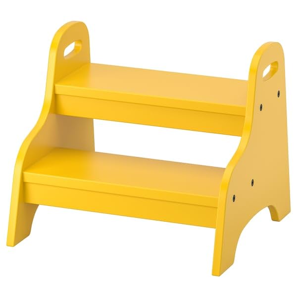 TROGEN Taburete infantil amarillo, 40x38x33 cm