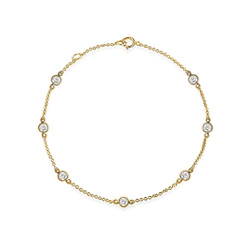 0.35 Carat Real Natural Diamond 7 Stone Chain Bracelet For Women, 925 Streling Silver Seven Stone Diamond Bracelet, 2.5 MM Bezel Set Diamond Delicate Bracelet