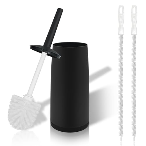 DLAIMI Toilet Bowl Brushes and Holder Set for Bathroom,Toilet Brush with No-Slip Grip and Heavy Duty BristlesSink Cleaning Brush&Crevice Gap Cleaning Brush