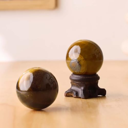 Image of Shubhanjali Tiger Eye Crystal Sphere Ball AA Grade 80-100 GMS | Natural Polished Gemstone Sphere for Meditation, Reiki Practice, Feng Shui & Vastu Decor | Decorative Crystal Ball for Home & Office