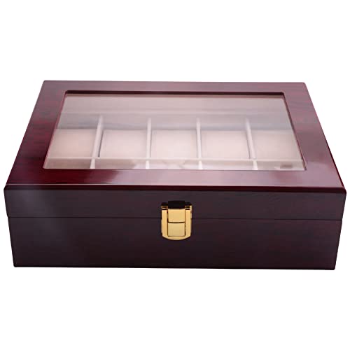 Boîte organisateur de 10 grilles pour montre en bois élégante