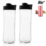 Blender Bottles Only, Cups Spare Bottle Smoothie Replacement Sports for Oster Models BLSTPB and BLSTP2 20 oz Blow Molded with Lid Set (2PCS)