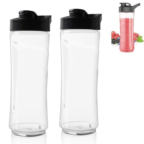 Blender Cup for Blend Active Spare Bottle Blender Smoothie Bottle Cup Replacement Sport Bottle Cup for Oster BLSTPB and BLSTP2 Type 20oz Blow Molded Bottle with Lid Set (2PCS)
