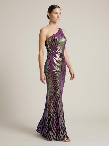 Image of Giffniseti Women's One Shoulder Holographic Sequin Dresses Evening Gown Formal Prom Maxi Dress