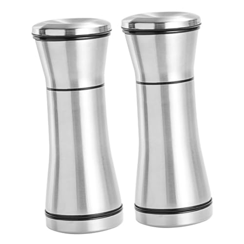 Unomor 2-piece Stainless Steel Pepper Mill Set Electric Salt Grinder Pepper Grinder Mill