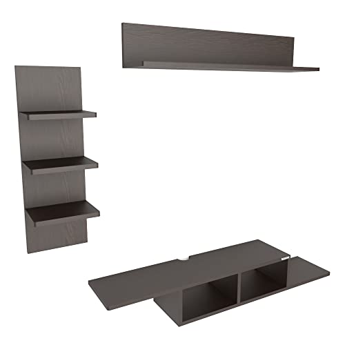 Image of ESTANTERIA Attri Strandier Tv Unit Wall Mounted Engineered Wood TV Cabinet for Wall Stand for Wall, TV Stand Unit Wall Shelf for Living Room, Set Top Box Wall Display Rack Stand (Standard, Wenge)