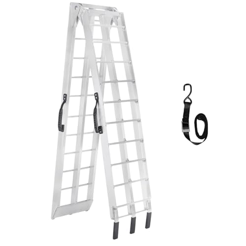 Motorcycle Ramp for Pickup Trucks Folding Aluminum Loading Ramp with Handle and Strap 750 lbs Capacity 89 L x 12 W Single Ramp for Dirt Bikes and Motorcycles