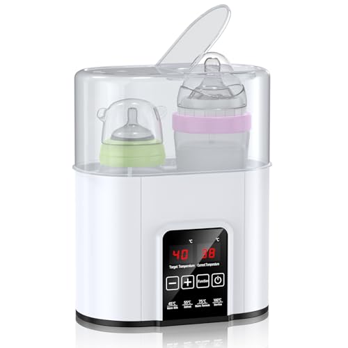 Bottle Warmer for All Bottles, Double Baby Bottle Warmer with Timer and LCD Display, Accurate Temperature Control, Baby Milk Warmer Fast Bottle Warmer for Breastmilk& Formula, Heat Baby Food