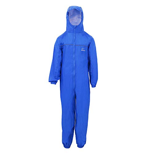 Zorax Garçons Filles Bleu (11-12 ans) Imperméable Coupe-Vent Léger Combinaison de Pluie Manteau Tout en Un Combinaison Sec Puddle Unisexe Goutte à Goutte Imperméable
