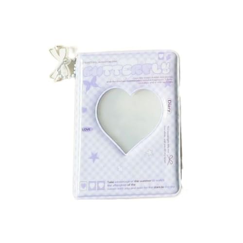 Estojo de cartão de foto fofo de 7,6 cm para identidade, mini álbum de fotos fofo portátil para coleção de cartões de foto, 40 bolsos (estilo roxo 2)