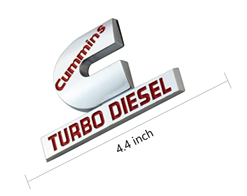 Image of 2PCS 4.4Inch Cummins Turbo Diesel Emblem Badge Compatible for RAM 1500 2500 3500 (Chrome Red)