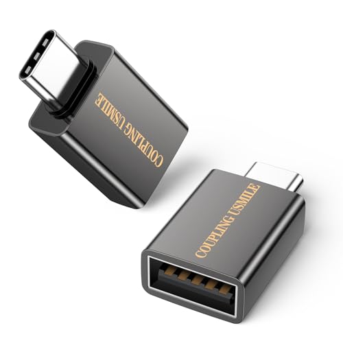 COUPLING USMILE USB C to USB Adapter, OTG, 3A Fast Charging, 10Gbps Super Transfer, USB-IF Certified,Zinc Alley Shell, Compatible with MacBook Pro/Air, iPhone 15, Laptop, Tablet (1, 2 Pack-Grey)