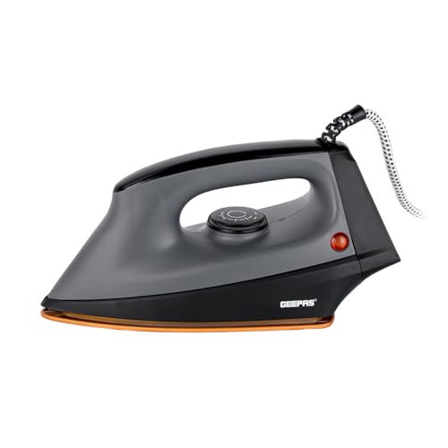 Geepas Dry Iron | Clothes Heavyweight Electric Press | 2m Initial Heat up Non-Stick Soleplate...