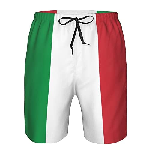 Italian Flag Print Men's Summer Swimming Short Casual Board Shorts Swimwear Swim Trunks White4