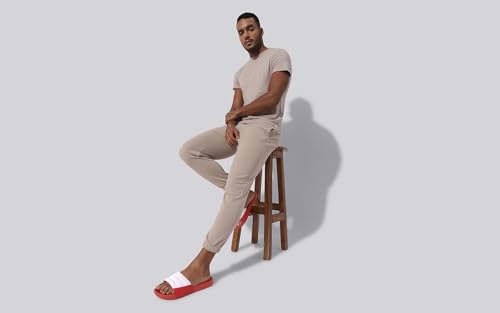 Image of Neeman's Squooshy Slides for Men | Cushioned & Comfortable Flip Flops for Men | Everyday Comfort, Flexible and Breathable | White /Red UK12