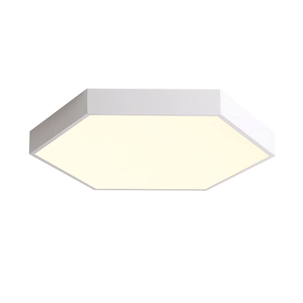 Lustre LED mince plafonnier hexagonal gris 50cm chambre 6000K - 8