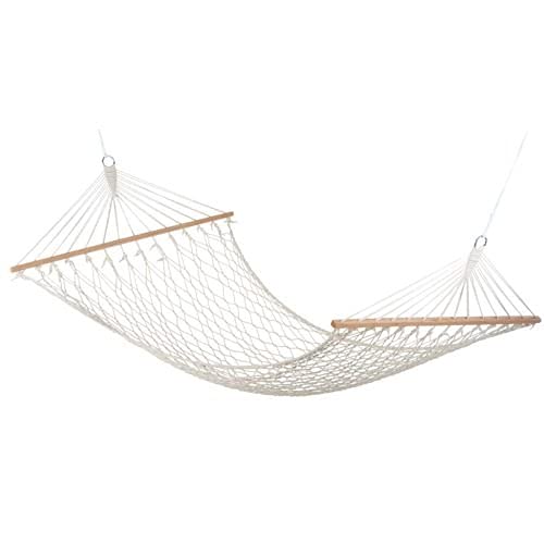 Rope Hammock with Wooden Spreader Bars for Single Person, Outdoor Garden Rope Hammock (Cotton, 78 L x 30 W Inches)