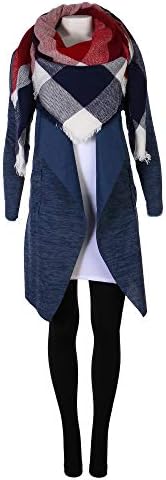 Fashion You Want XXL Karo Schal 140x140 Cm - Dicker Damen Schal Aus Baumwolle & Viskose - Grau/Rosa/Weiß Karomuster