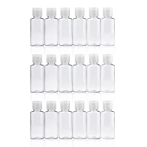 DRAGON SLAY 30ml Reusable Travel Bottles for Toiletries Set, Mini Size Compact Containers for Shampoo and Conditioner, Flexible Plastic, Clear/Transparent, Flip Cap, 18 Pack