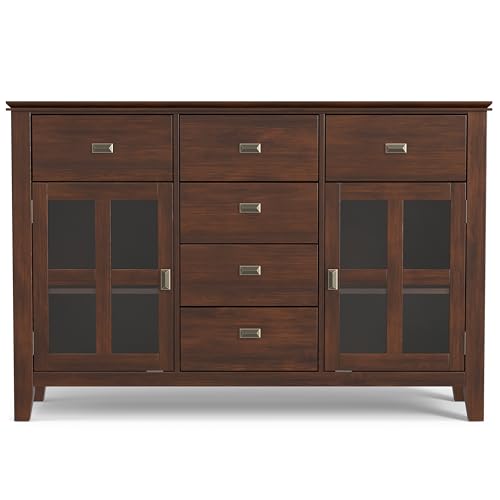 Simplihome AXCRART11-RUS Artisan Solid Pine Wood 54 Inch Contemporary Sideboard Buffet Credenza In Russet Brown Features 2 Doors thumb #6